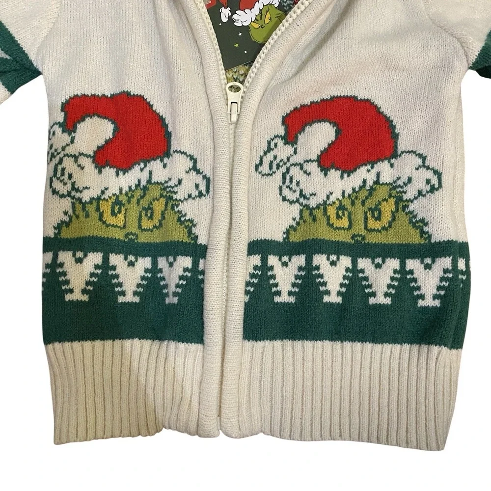 The Grinch‎ Full Zip Cardigan Size 2T Christmas Ugly Sweater Toddler Child